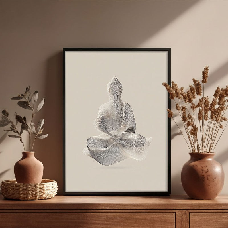 Tranquil Form of Buddha Wall Painting With Black Frame media 6