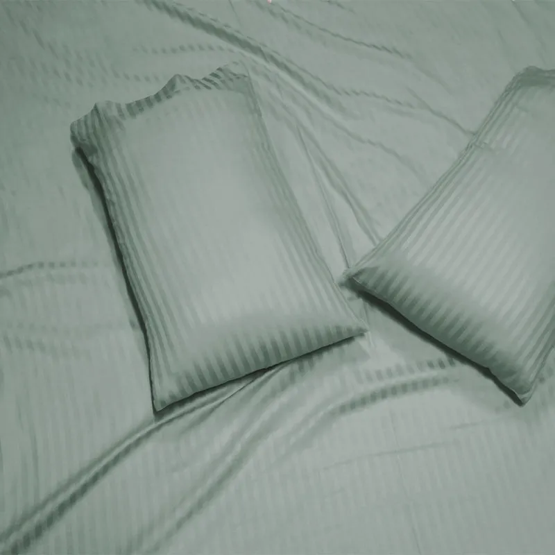 Stripe Charm Cotton Duvet Cover - Sage media 6