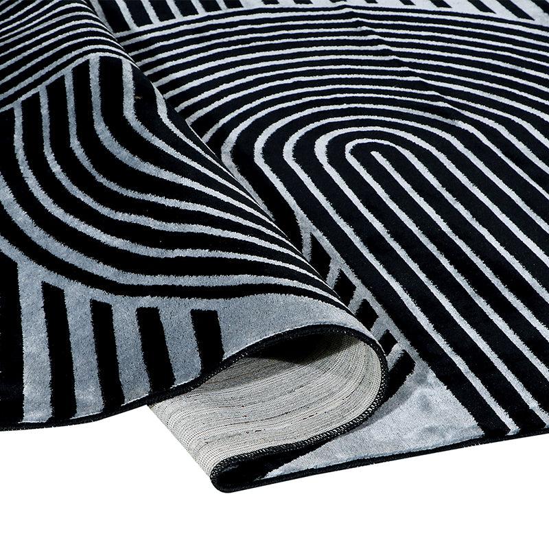 Icaria Non-Anti Skid Nylon Runner Rug - Grey & Black image 4