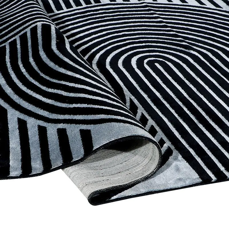 Icaria Non-Anti Skid Nylon Runner Rug - Grey & Black media 4