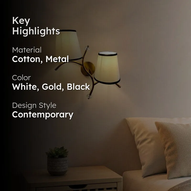 GlowStem Twin Cotton Wall Lamp - White & Black media 2