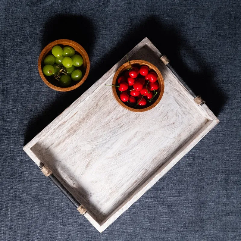 Driftwood Whitewashed Wooden Serving Tray media 3