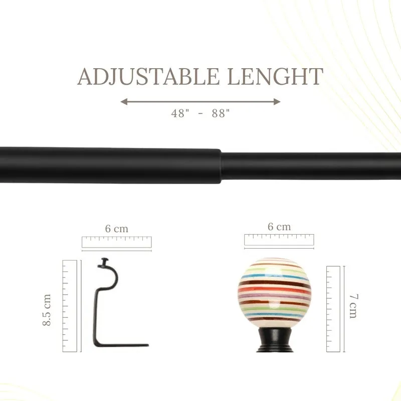 Spirella Extendable 1" Single Curtain Rod With Round Finial & Brackets media 5