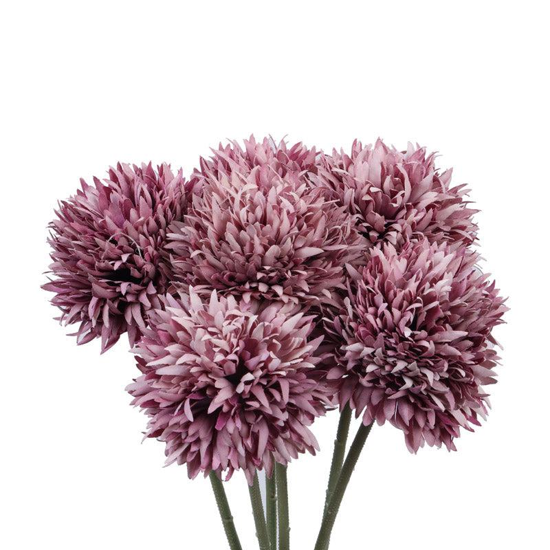 Artificial Realistic Chrysanthemum Flower Stick (Purple) - Set Of Six media 4