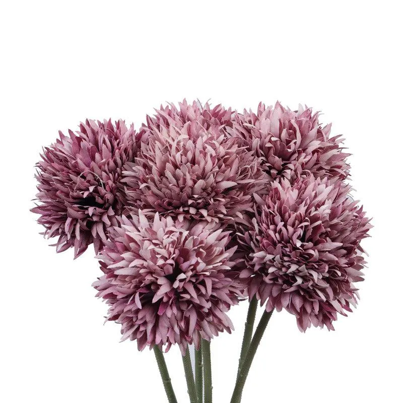 Artificial Realistic Chrysanthemum Flower Stick (Purple) - Set Of Six media 4