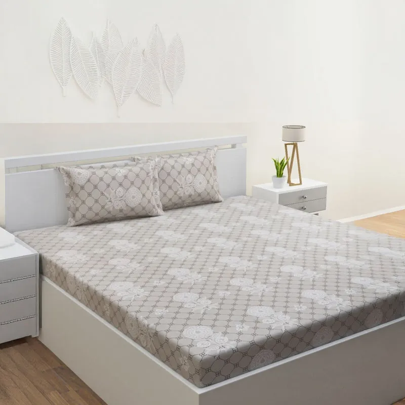 Tender Touch Cotton Bedsheet (Taupe) - 144 TC media 1