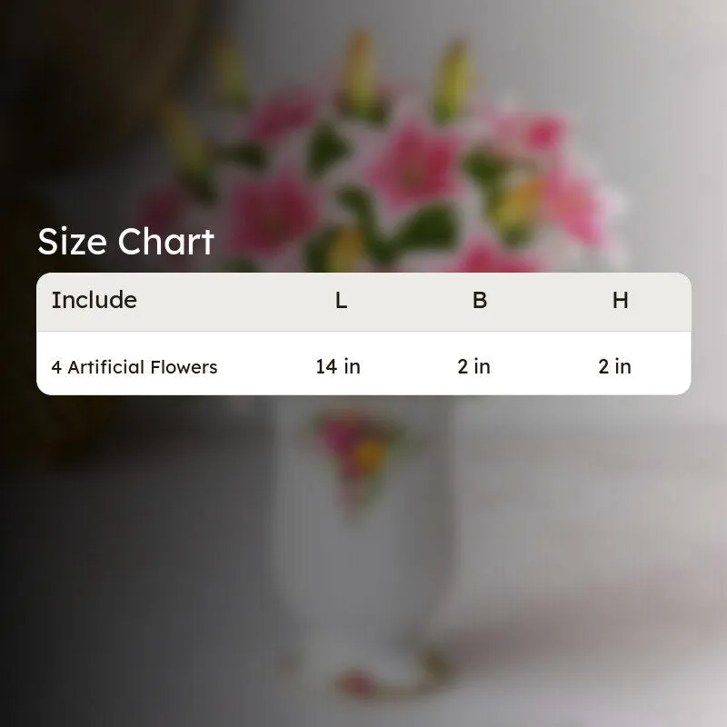 Blossoria Polyester Artificial Lily Flower - Set Of Four media 10