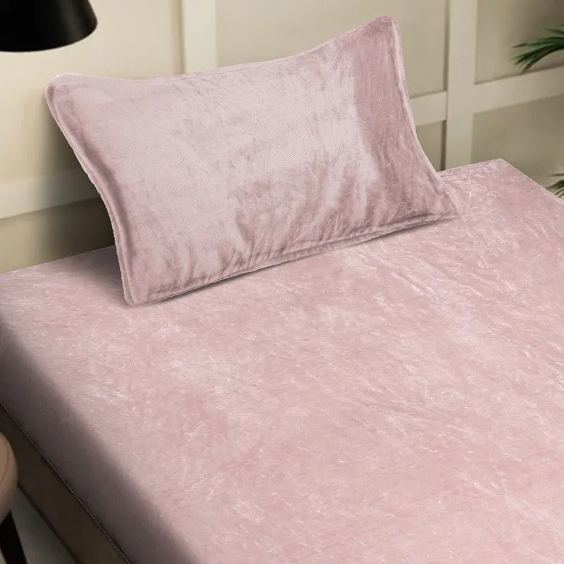 Gentle Rest Fleece Bedsheet (Light Pink) - 180 GSM media 4