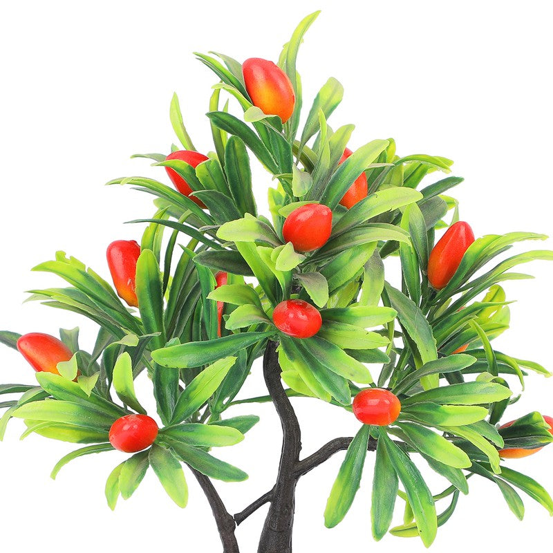 Leafora Lemon Artificial Plant With Plastic Pot(Red) - 0.8 Feet media 6