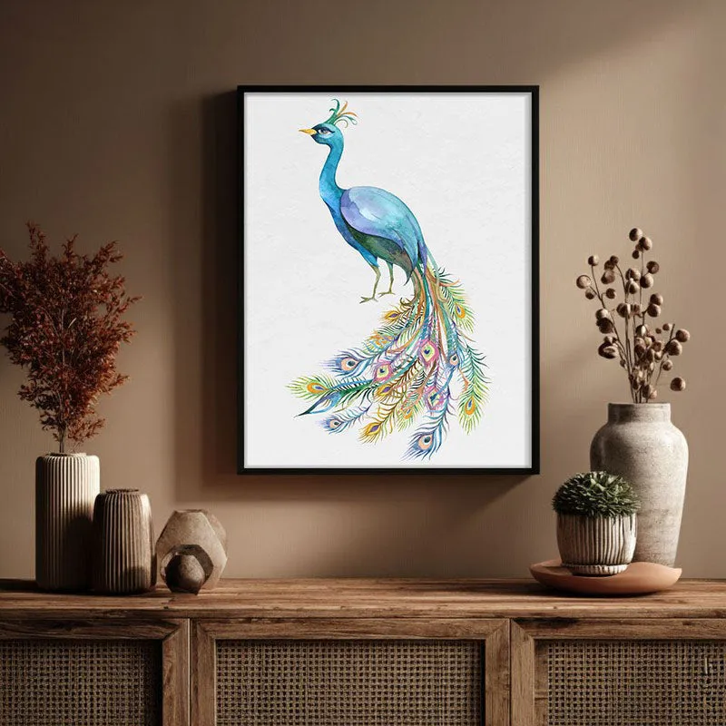 Fragile Peacock Archival Paper Wall Art With Frame media 3