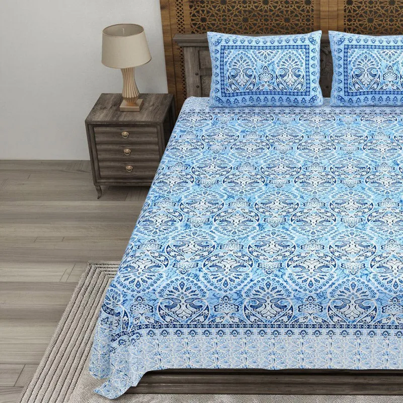 Craftar Cotton Bedsheet (Blue) - 240 TC media 3