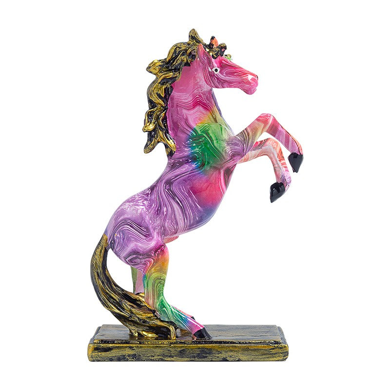 Colorful Rearing Horse Showpiece - Pink media 4