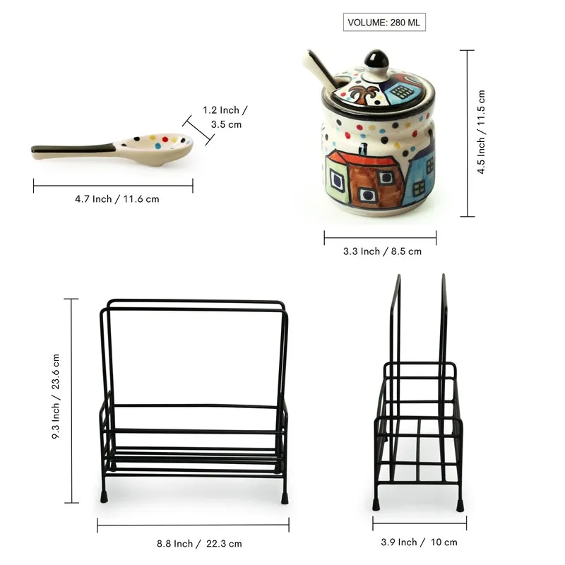 Sweet Home Handpainted Condiment Jar (280 Ml) - Five Piece Set media 6