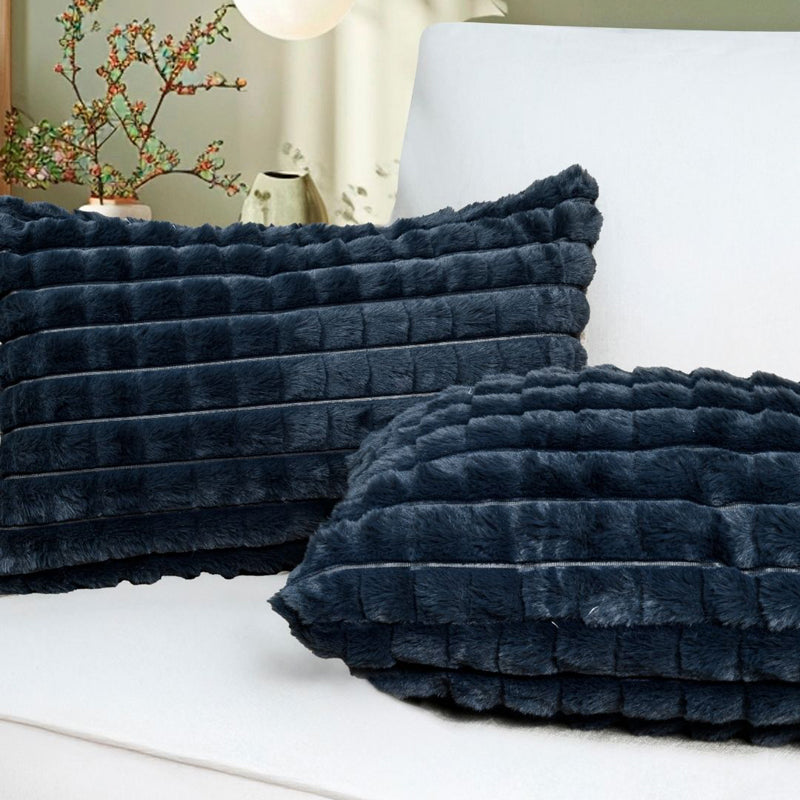 Frost Waffle Dark Grey Cushion Cover (Rectangle)  Set of Two media 3