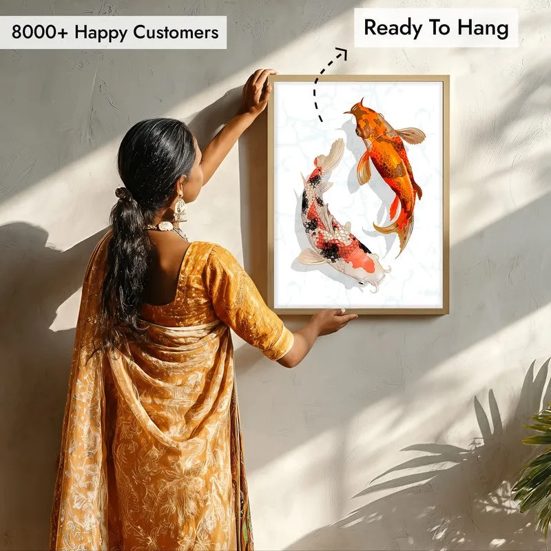 Koi Harmony Archival Paper Wall Art - Natural Brown Frame media 7