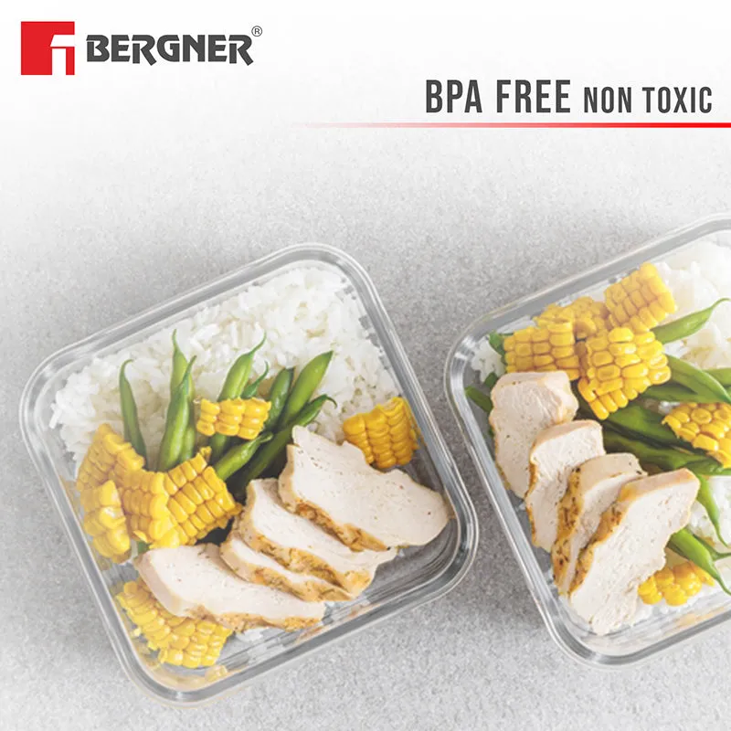 Bergner Glass Vault Airtight Glass Tiffin Box (Peach) - 320 mL media 3