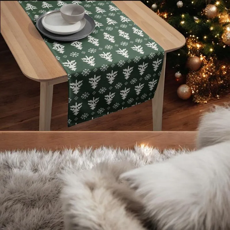 Holiday Doodles Cotton Canvas Table Runner - Green media 3