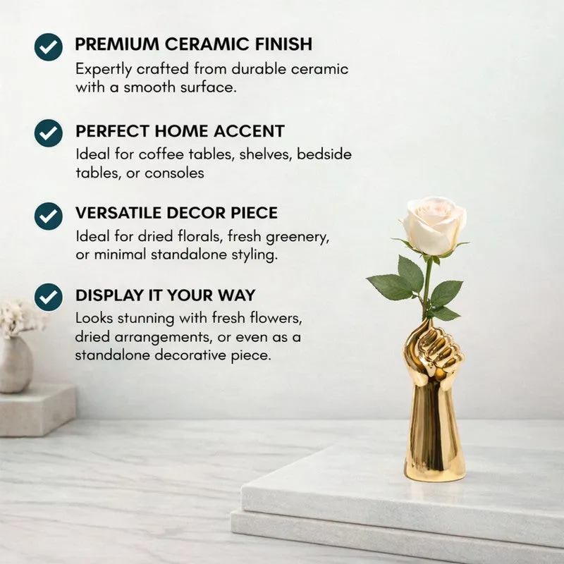 Hand Bouquet Vase - Gold media 7