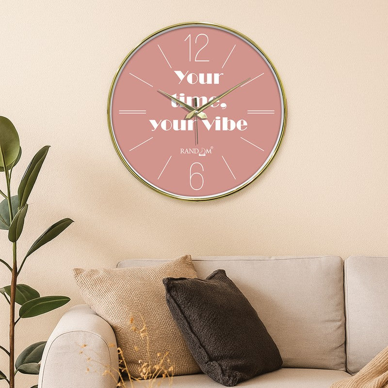Good Vibe Round Analog Wall Clock - Peach