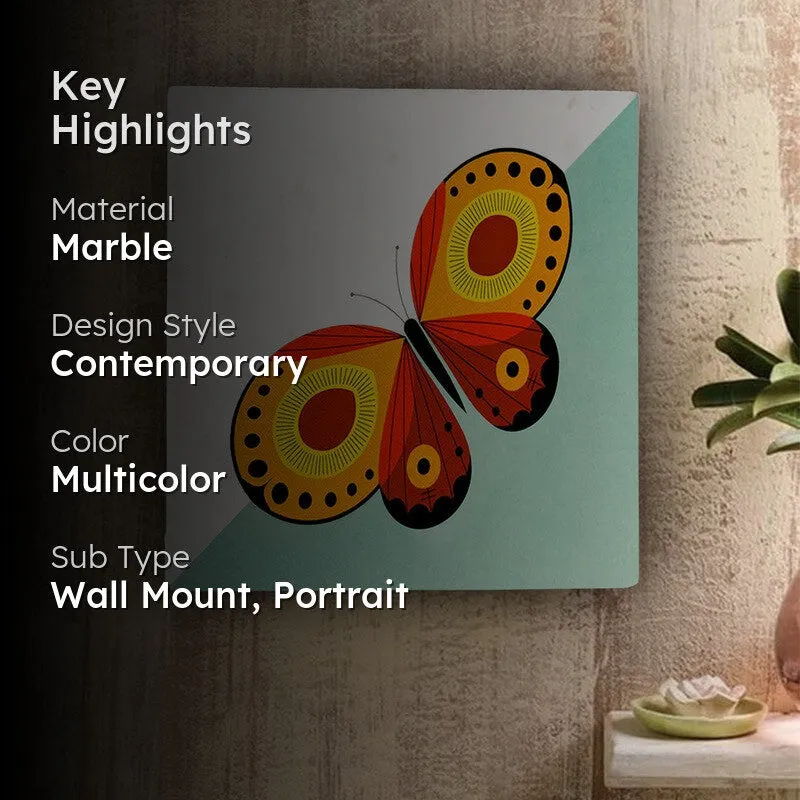 Vibrant Butterfly Elegance Marble  Wall Art - 10 Inches media 2