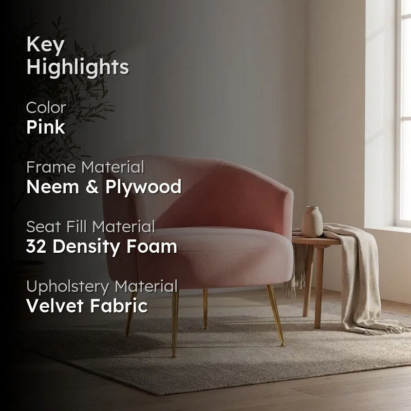 Stylo Neem Wood Accent Chair - Pink media 2