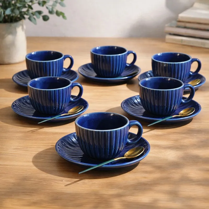 Siplet Cup & Saucer (Blue/150 mL Each) - Set of Six media 1