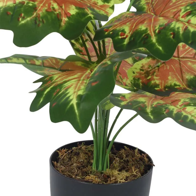 Faux Lush Pink & Green Monstera Plant With Black Plastic Pot - 1.8 Feet media 5