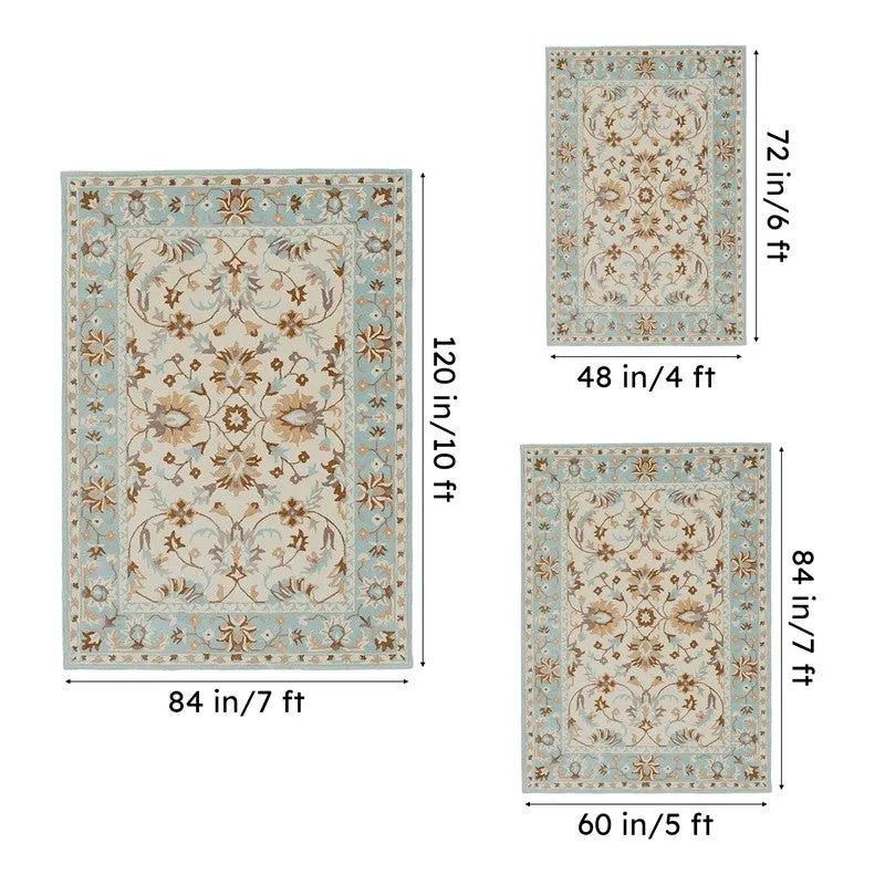 Sekhmet Hand Tufted Ethnic Wool & Nylon Carpet - Mint Green media 14
