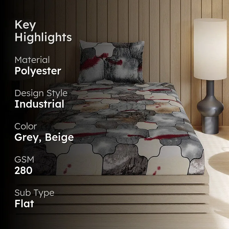 Monte Carlo Ethereo Bedsheet (Grey,Beige) - 280 GSM media 2