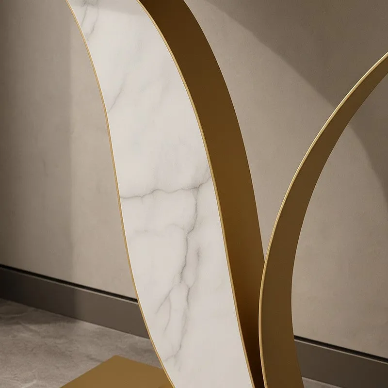 Sleek Curved Metal Console Table with Marble Top - Large media 4