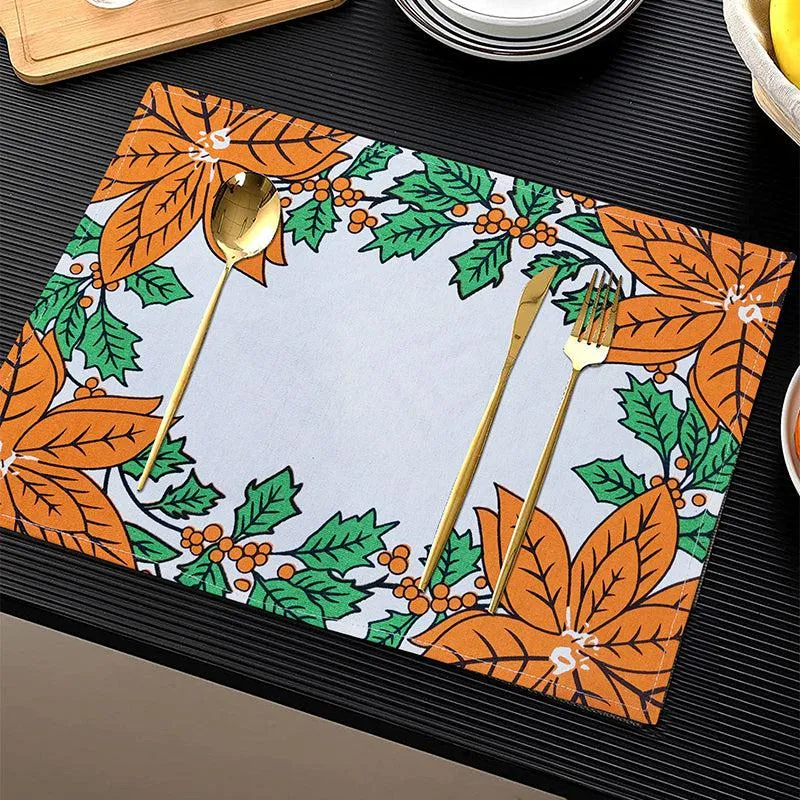 Acora Floral Placemat (Orange) - Set of Two media 1