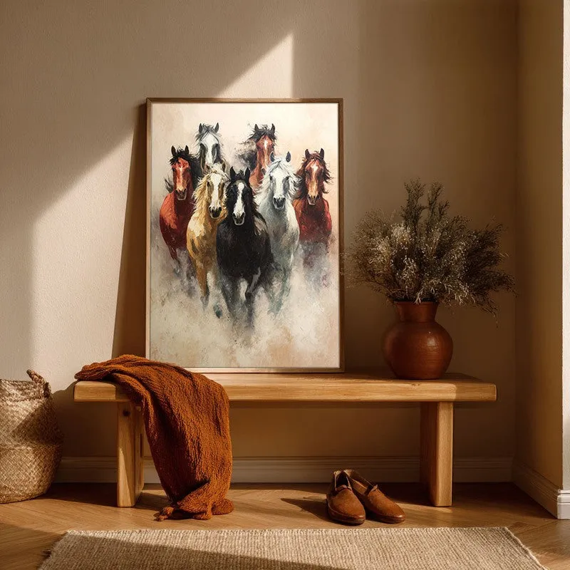 Unbridled Force Horse Wall Painting With Brown Frame media 6