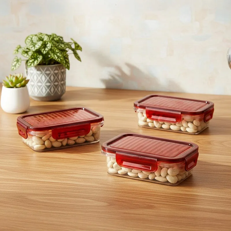 UrbanKitchen Red Plastic Container (300 mL Each) - Set Of Three media 1
