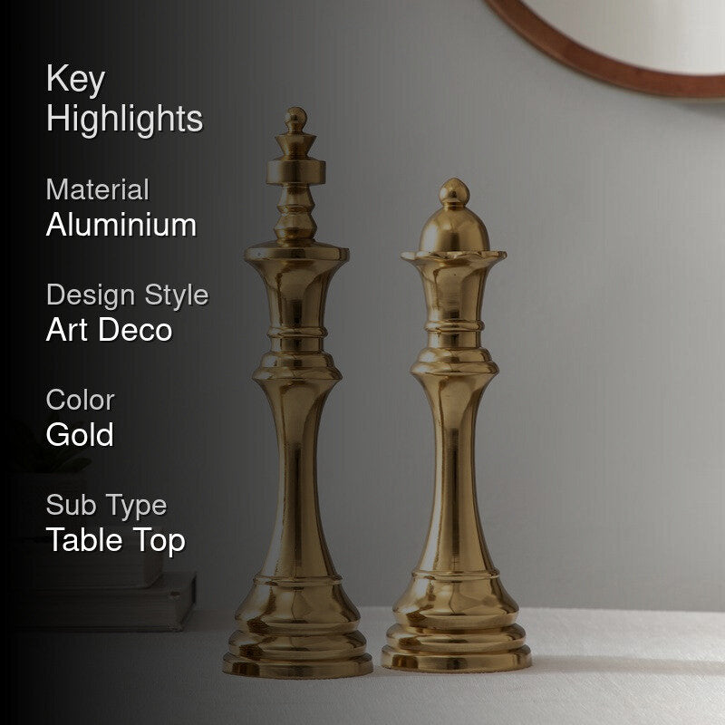 Chess Aluminum Showpiece (Gold) (Large) - Set Of Two media 2