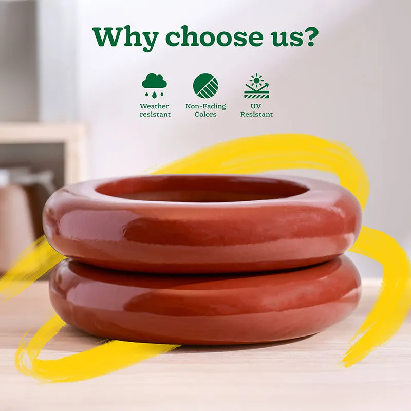 Ugaoo Ceramicurve Two Layer Ceramic Planter - Terracotta media 6
