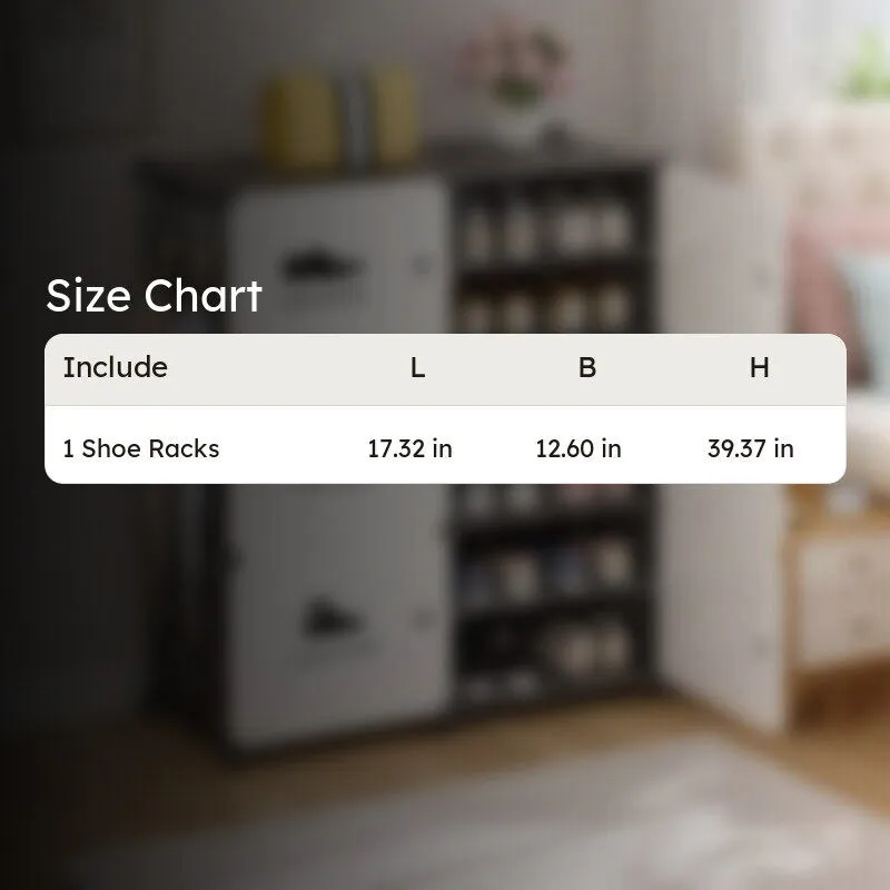 Sleek White & Black Shoe Rack with Metal Frame media 6