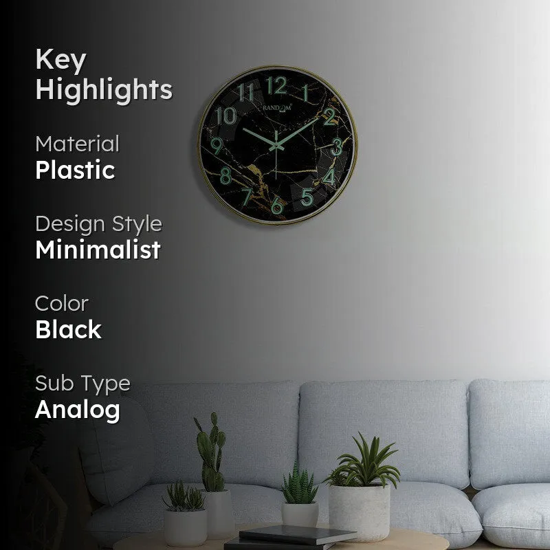 Marvello Round Modern Plastic Wall Clock - Black media 2