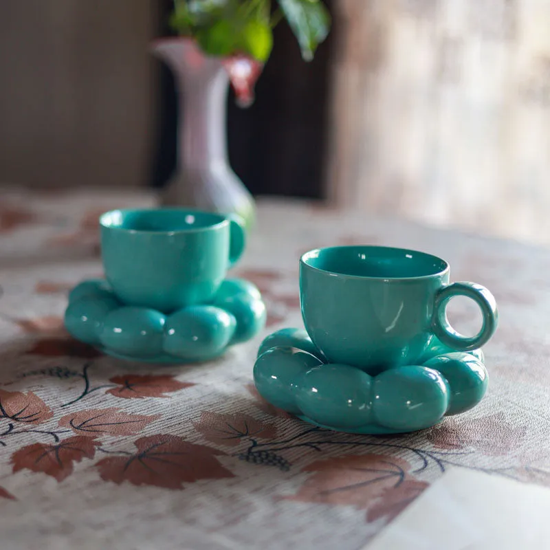 Bubble Buddy Cup & Saucer (Green/200 mL) - Set of Two media 1
