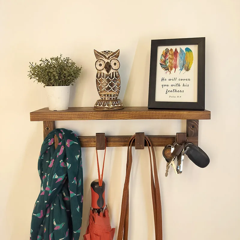 Dwaar Wooden Wall Shelf Organiser with Key Holders media 6