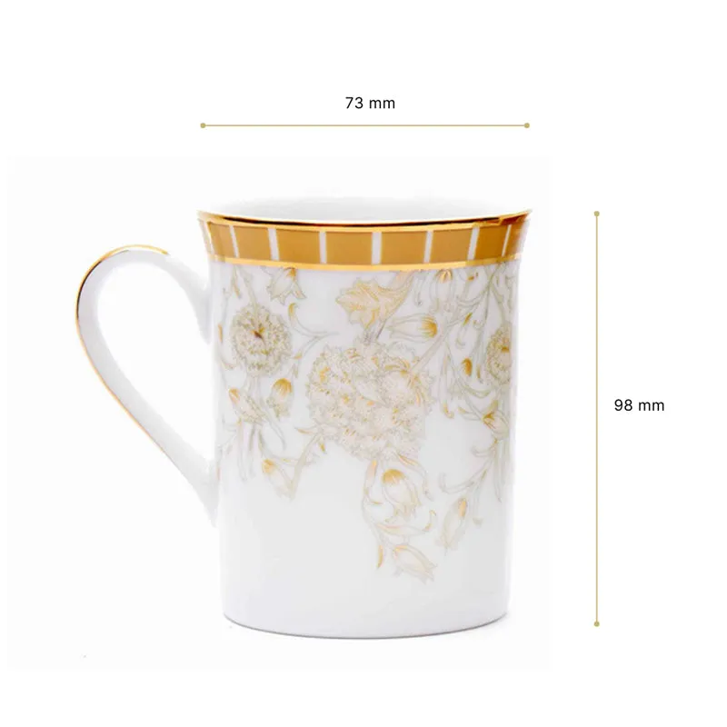 Gilded Iris Classic 24k Gold Brushed Porcelain Coffee Mug (300 mL Each/Gold) - Set Of Six media 8