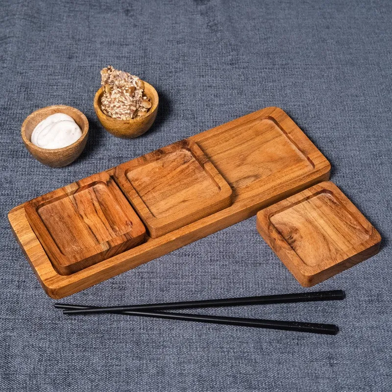 Trinity Wood Sectioned Serving Platter - Four Piece Set media 6