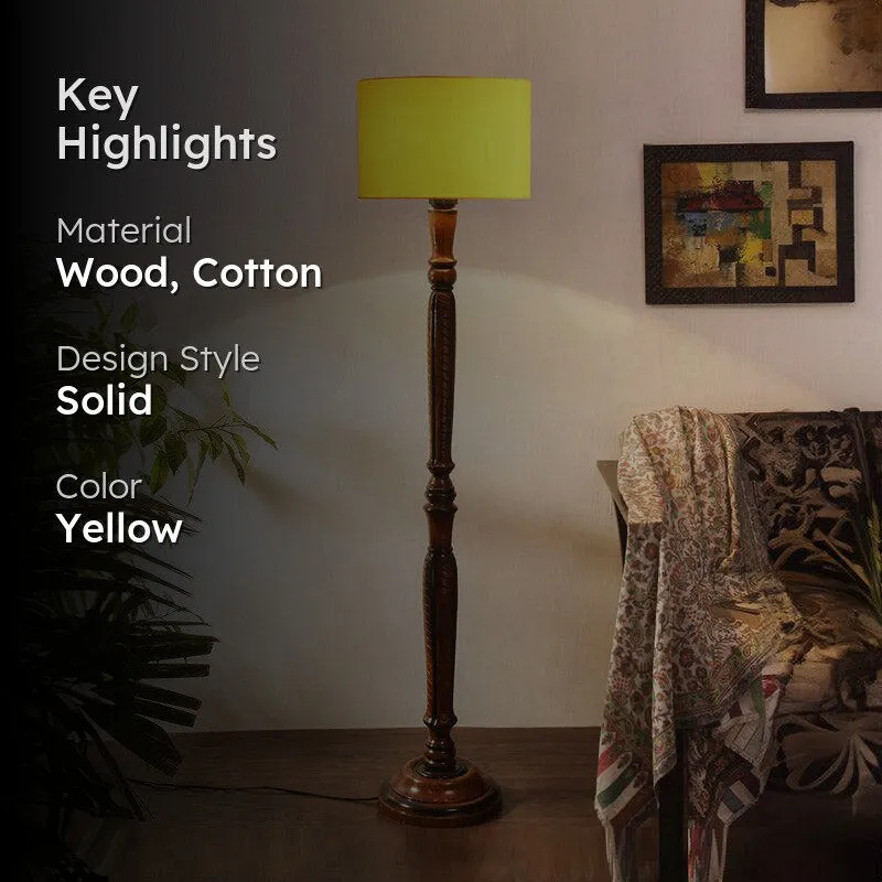 Biya Vintage Wooden Floor Lamp - Yellow media 2