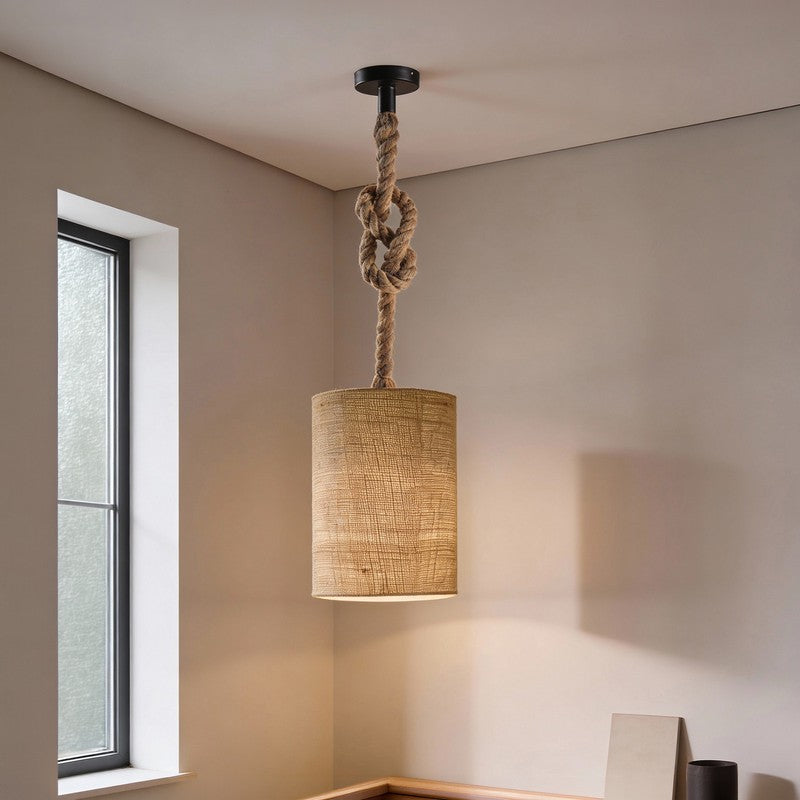 CalmGlow Jute Ceiling Lamp - Beige