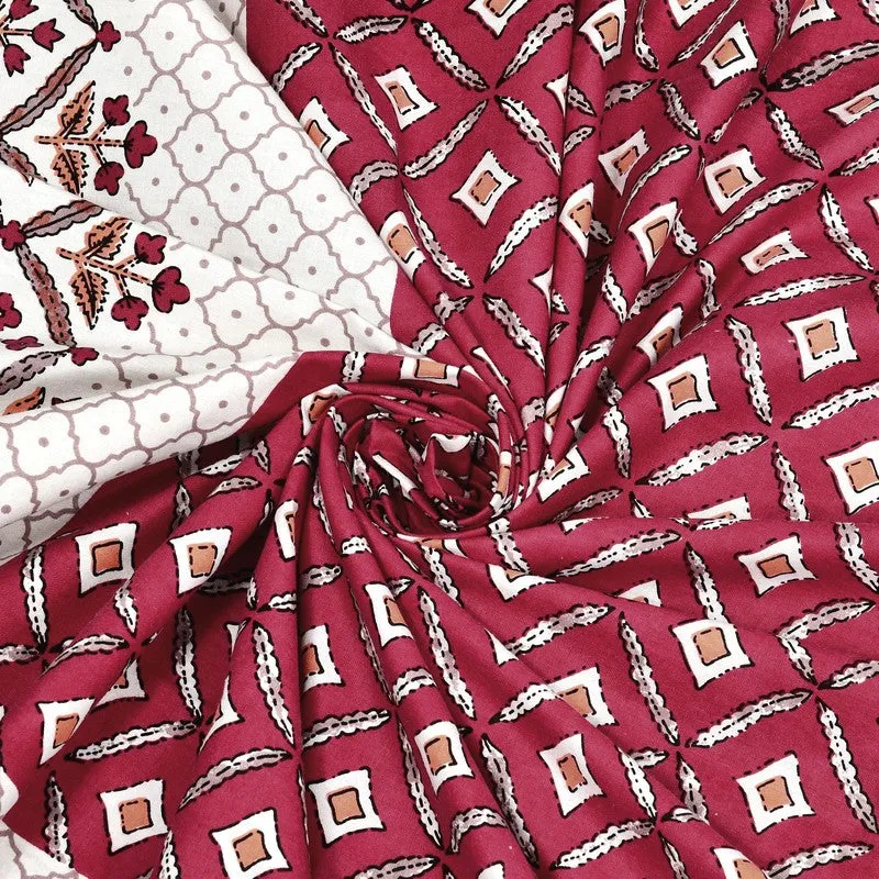 NobleNest Cotton Bedsheet (Pink) - 144 TC media 6