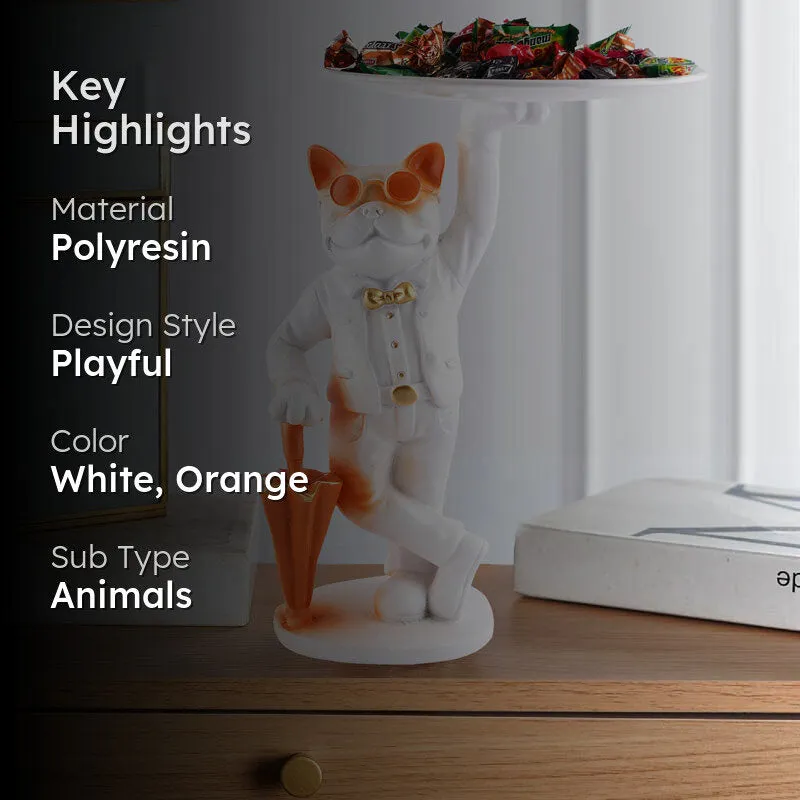 Dapper Cat Painted Polyresin Show Piece - White media 2