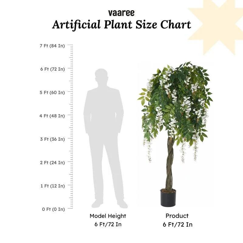 Faux Realtouch White Wisteria Tree With Black Plastic Pot - 5.9 Feet media 8