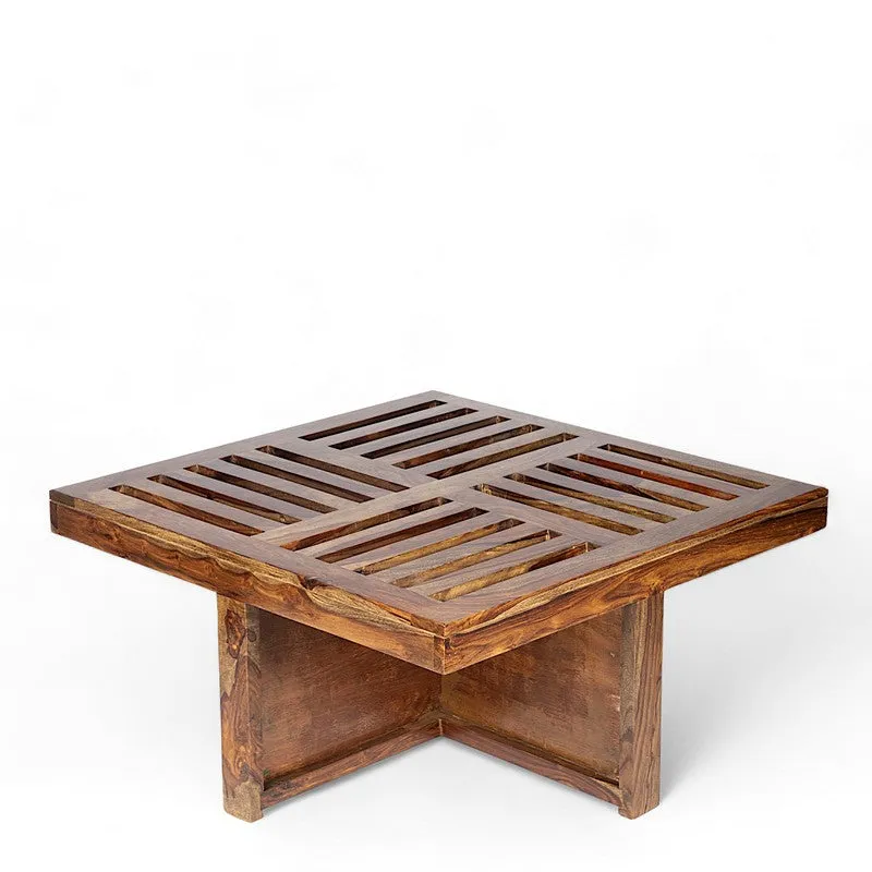 Gaviron Sheesham Wooden Center Table with Stools and Cushions (Light Brown) - Nine Piece Set media 6