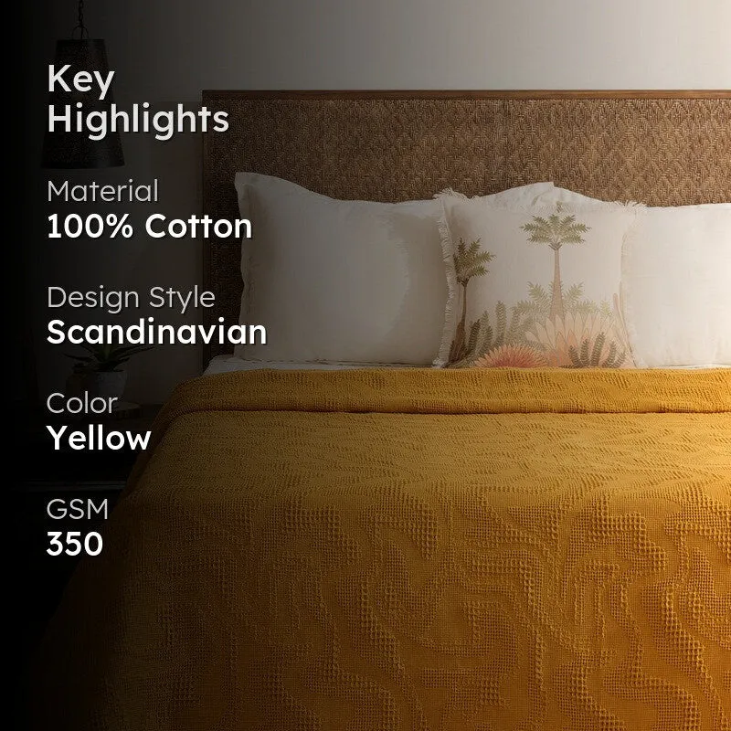 Solid Calm Cotton Bedcover (Yellow) (350 Gsm) - Two Piece Set media 2