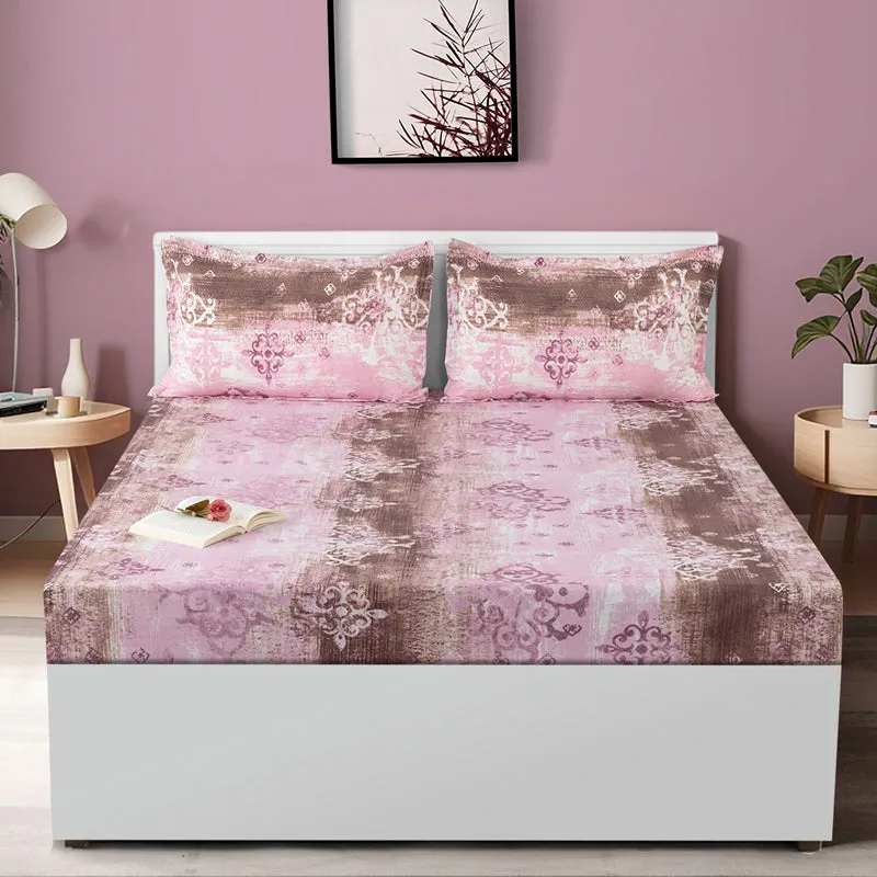 Swayam Vismit Ethnic Cotton Bedsheet (Purple) - 160 TC media 1