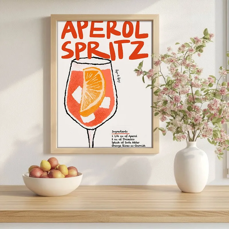 Aperol Spritz Archival Canvas Wall Art - Brown media 1
